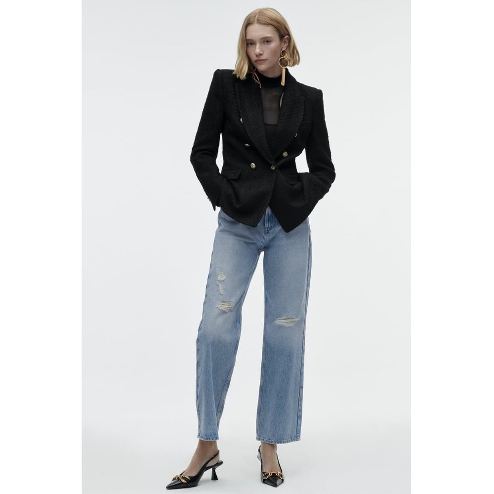 Zara Black Blazer with Gold Buttons